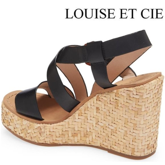 NEW Louise et Cie Palina Platform Wedge Sandal, Size 6, 6.5, 7, 8.5, 9, 10 Black - Picture 2 of 9